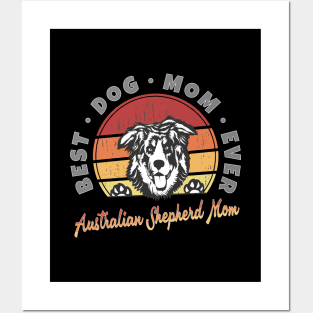 Australian Shepherd Mom Retro Sunset v.7 Posters and Art